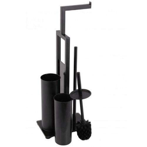 STOJAK NA SZCZOTKĘ WC I PAPIER TOALETOWY SZKŁO HARTOWANE CZARNE na Arena.pl