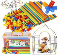 KONSTRUKCYJNE KLOCKI SŁOMKI PATYCZKI 800el RURKI DO BUDOWANIA PUDEŁKO XXL