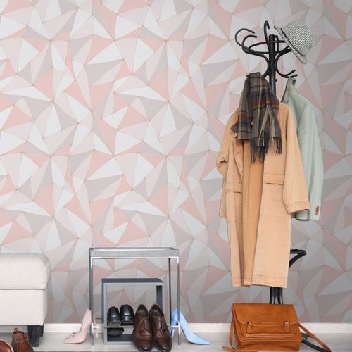 Tapeta Wzory GEOMETRYCZNE Różowa Abstrakcja w 3D na Arena.pl