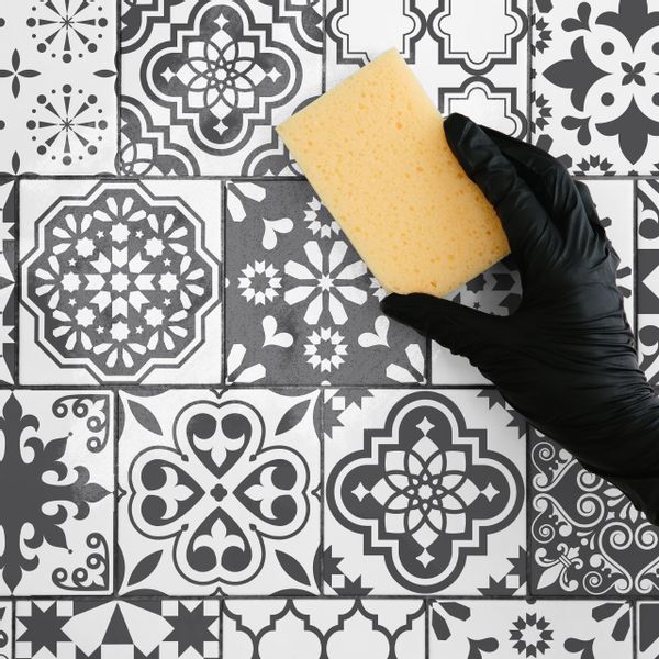 Naklejki Na KAFELKI Czarno-Biała Mozaika Marokańska Zestaw 24 szt. 20x20 zdjęcie 3