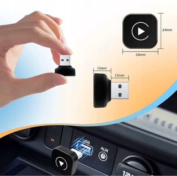Bezprzewodowy Adapter Mini USB CarPlay do iPhone iOS ANDROID AUTO zdjęcie 2