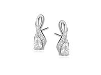 RODOWANE SREBRNE PODŁUŻNE KOLCZYKI BIAŁE CYRKONIE