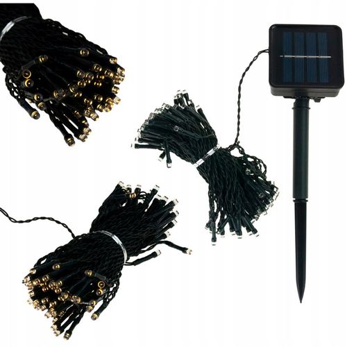 LAMPKI CHOINKOWE SOLARNE 100 LED 10m GIRLANDA CIEPŁE BIAŁE 8 FUNKCJI na Arena.pl