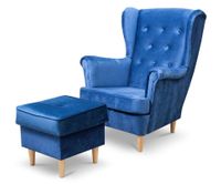 Fotel uszak z podnóżkiem w stylu skandynawskim SN-0029