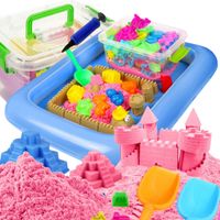 DUŻY RÓŻOWY PIASEK KINETYCZNY 2KG+BASEN FOREMKI PIASKOWNICA DLA DZIECI