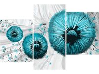 60 90CM OBRAZ 3 ELEM TURKUSOWE DMUCHAWCE 2 ŚCIENNY DRUK PŁÓTNO