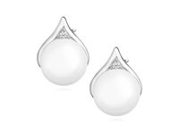 Delikatne rodowane srebrne kolczyki łezki perły perełki cyrkonie srebro 925 Z1190E