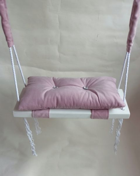Huśtawka BIAŁA Siedzisko poduszka BEŻ dom ogród zdjęcie 6