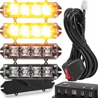 4X LAMPY OSTRZEGAWCZE STROBOSKOP 6 LED POMARAŃCZOWE MOCNE ŚWIATŁO