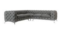 NAROŻNIK PIKOWANY 2X2 SZARY/CHROME, WELUR 262/262/73 LAMBERSON CHESTERFIELD