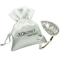 Pierścionek błyszczący stylowy srebrny kamienie KOKONET 7-0006