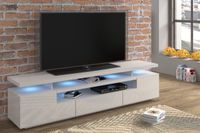 Szafka RTV EVA 180 cm biały połysk + LED