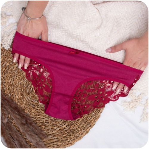 Majtki Koronkowe Bawełniane Wielokolorowe Damskie Figi Wygodne S 7-PAK na Arena.pl