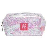 HI HYBRID Kosmetyczka damska podróżna przezroczysta z konfetti