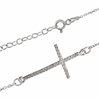 SREBRNA BRANSOLETKA KRZYŻ Z CYRKONIAMI PRÓBA SREBRA 925