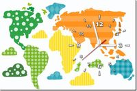 60CM 40CM ZEGAR OBRAZ MAPA ŚWIATA DRUK PŁÓTNO RAMA