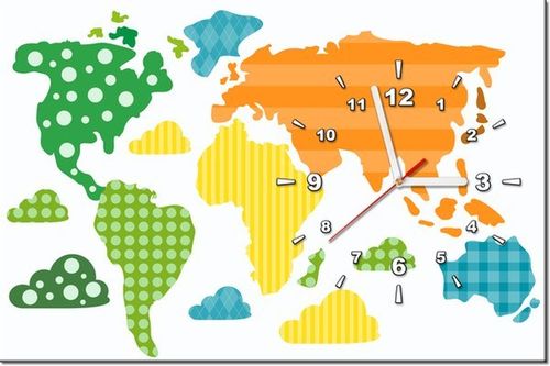60CM 40CM ZEGAR OBRAZ MAPA ŚWIATA DRUK PŁÓTNO RAMA na Arena.pl