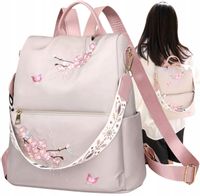 Damski Plecak Beżowy Kwiaty 2W1 Torba Na Ramię