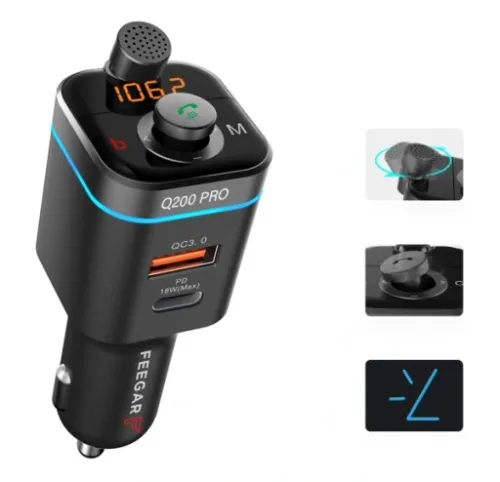 FEEGAR Transmiter FM bluetooth ładowarka QC 4.0 PD na Arena.pl