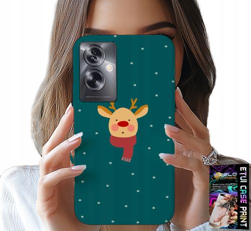 ETUI DO OPPO A79 5G - RENIFER NA ZIELONYM TLE ŚWIĄTECZNE WZORY na Arena.pl