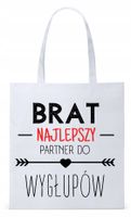 Dla Brata Na Prezent Torba Eco Biała Shopper Z Nadrukiem Ze Zdjęciem