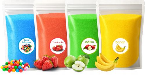 Cukier Kolorowy i Smakowy 4x 1kg Doypack Do Waty Cukrowej Zestaw na Arena.pl