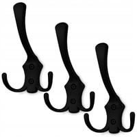 3x HACZYK NA UBRANIA WIESZAK NA UBRANIA ŚCIENNY WIESZAK MEBLOWY CZARNY