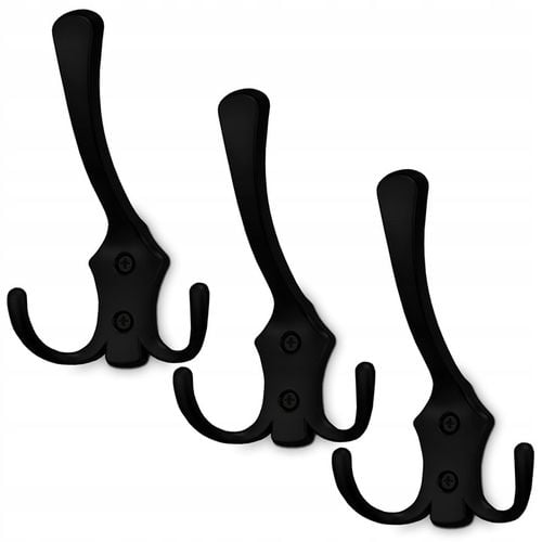 3x HACZYK NA UBRANIA WIESZAK NA UBRANIA ŚCIENNY WIESZAK MEBLOWY CZARNY na Arena.pl