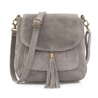 VERA PELLE torebka damska zamszowa listonoszka z klapą V449 j.taupe