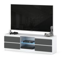 Szafka Rtv Stojący Stolik Nowoczesny 138cm Quattro 4 Szuflady Biały Szary