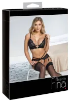 abierta fina komplet koronkowy l - braletka, stringi, paski do pończoch