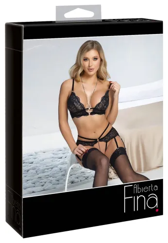 abierta fina komplet koronkowy l - braletka, stringi, paski do pończoch na Arena.pl