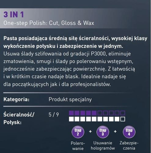 pasta polerska menzerna do lakieru 3w1 one step + aplikator tricolor na Arena.pl