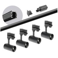 Zestaw szynowy 3 fazowy szyna 2m, 4x Lampa CZARNY kompletny zestaw