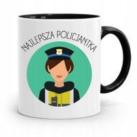 Kubek Czarny Prezent Dla Najlepszej Policjantki Z Nadrukiem Ze Zdjęciem
