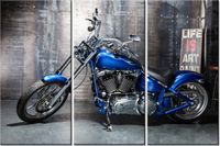 60 90CM OBRAZ 3 ELEM CHROMOWANY MOTOCYKL DRUK PŁÓTNO RAMA