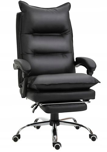 fotel biurowy skóra eko z podnóżkiem czarny pako v na Arena.pl