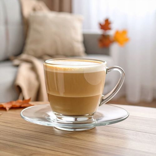 Filiżanki szklane DUŻE Luna 320ml + Spodek komplet 6szt na kawę latte na Arena.pl