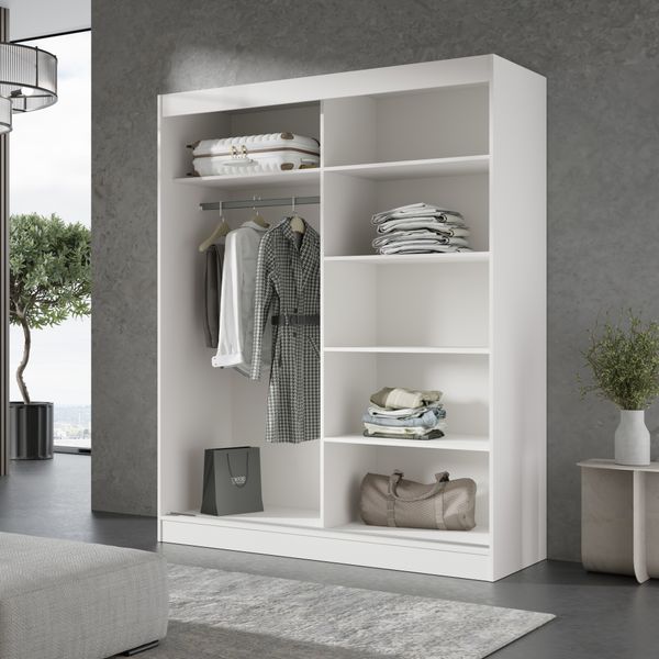 Szafa przesuwna Como 2D 150 Biała (lacobel) zdjęcie 3