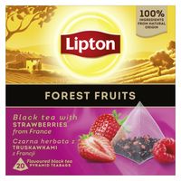 Czarna herbata Lipton z truskawkami z Francji, piramidki 20x1,5g