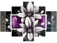 105CM 150CM OBRAZ 5 ELEM PIĘKNE SREBRO DRUK