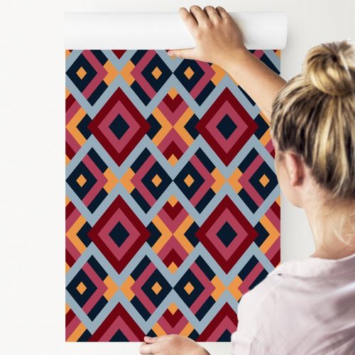 Tapeta Do Salonu Kolorowe ROMBY Wzór Geometryczny na Arena.pl
