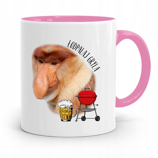 Kubek Różowy Nosacz Janusz Łodpalaj Gryla Prezent Z Nadrukiem Ze Zdjęciem zdjęcie 1