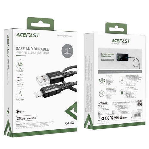 kabel przewód mfi do iphone usb - lightning 2.4a 1.8m czarny na Arena.pl