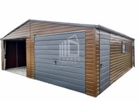 GARAŻ BLASZANY 7m x 6m drzwi + 2x okno - drewnopodobny  ID207 7x6