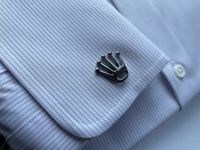 Markowe spinki do mankietów Exciting Korona Rolex kolor czarny tytanowy