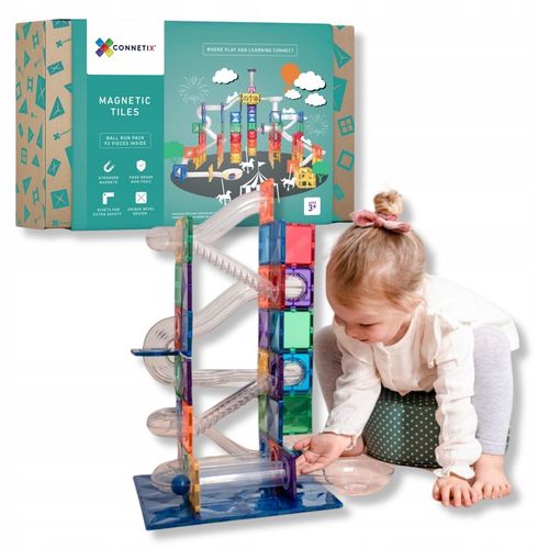 Magnetyczne klocki konstrukcyjne Connetix - kulodrom Ball Run Pack 92 el. na Arena.pl