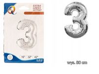 BALONY FOLIOWE CYFERKI BALON FOLIOWY CYFRA 3 80CM