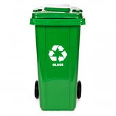 KOSZ NA ODPADY HDPE 120L ZIELONY GUMOWE KOŁA ZAMYKANA POKRYWA