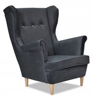 Fotel uszak ARI skandynawski  welur grafitowy Monolit